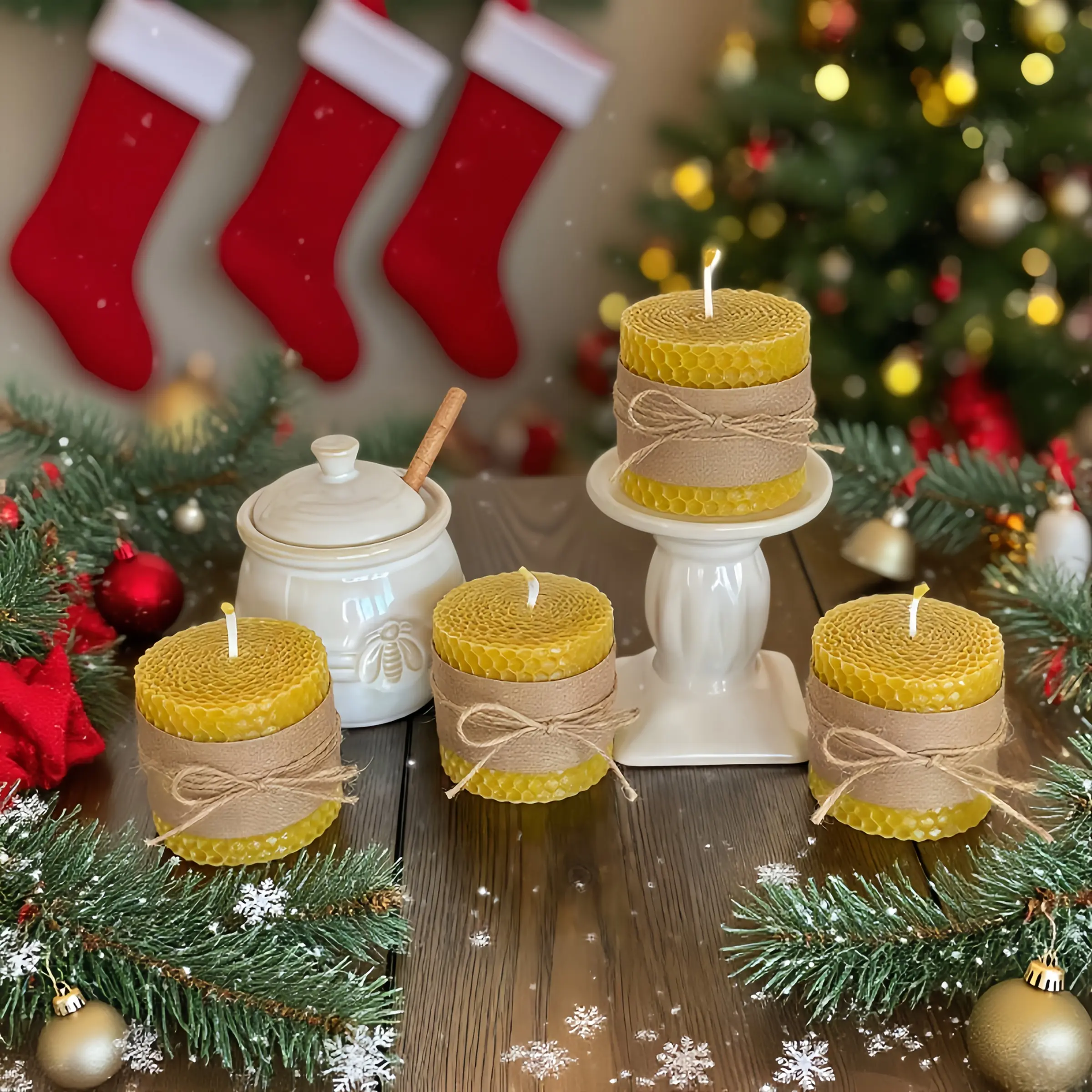 6 Christmas and Thanksgiving beeswax candles, home holiday decoration candles, creative Christmas and Thanksgiving holiday gifts