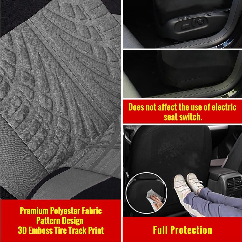 5 Seats Car Seat Covers Universal 1 Set, for Front & Rear Seats, Stylish Polyester Fabric Car Seat Protectors with Embroidered Logo, Airbag Compatible, Fits Most Autos SUVs Vans Trucks, Red Gray Blue Black Car Seat Covers, Car Interior Accessories Outdoor 5 Seats Car Seat Covers Universal 1 Set, for Front & Rear Seats, Stylish Polyester Fabric Car Seat Protectors with Embroidered Logo, Airbag Compatible, Fits Most Autos SUVs Vans Trucks, Red Gray Blue Black Car Seat Covers, Car Interior Accessories Outdoor