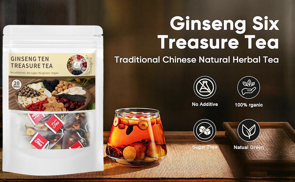 Ginseng Brand Turmeric Kidney Tea Formula Organic Eight Treasures Tea for Men Women Natural Healthy Kidney Cleansing Beverage Nata