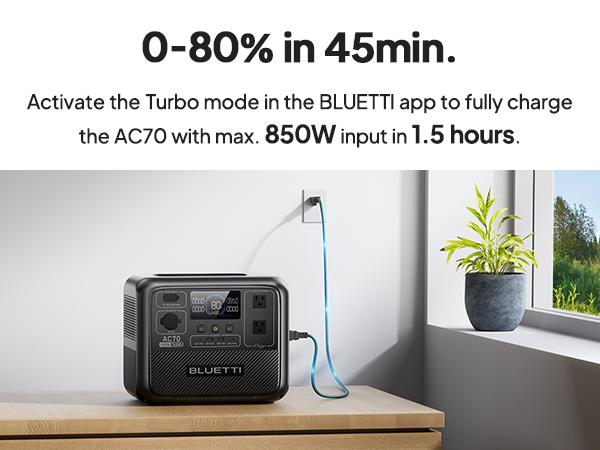 BLUETTI AC70 Portable Solar Generator, 768Wh LiFePO4 Power Station