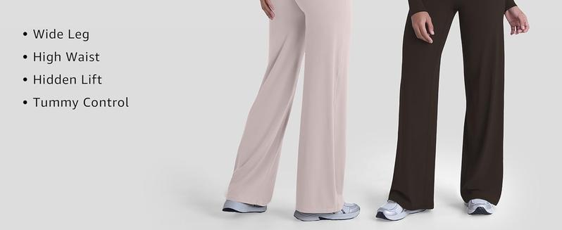 Sunzel Women's Butt Lifting Wide Leg Yoga Pants High Waist Tummy Control No Front Seam Straight Leg Workout Gym Bottoms