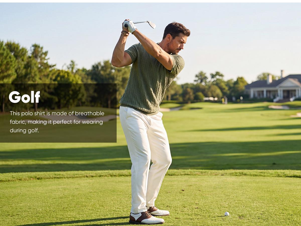 JMIERR Men's Polo Shirt Casual Knit Ribbed Textured Short Sleeve T Shirt Stretch Golf Shirt Summer Vacation Beach Shirts