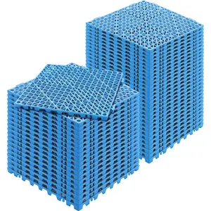 VEVOR Interlocking Tile 50PCS Blue, Drainage Tiles 12" x 12" Splicing, Soft PVC Interlocking Drainage Floor Tiles, Non-Slip Drainage Holes for Restroom, Bathroom, Kitchen, Pool, Wet Areas