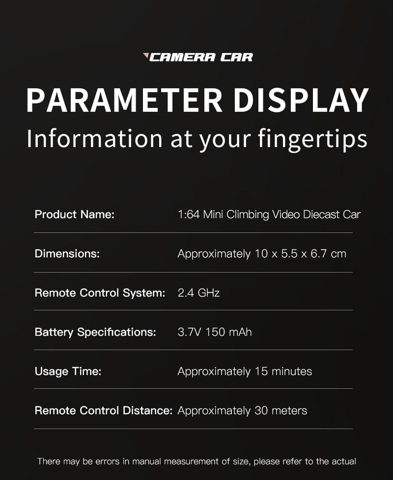 1:64 Mini RC Off-Road Monster Truck, 2.4GHz Wireless Remote Control Car with LED Lights, 720P FPV Camera, WiFi APP Control, Desktop Play, Indoor & Outdoor Toy, Holiday Gift for Adults and Kids Lighted Bluetooth Ride-On Drift USB Rechargeable LED Drift Car