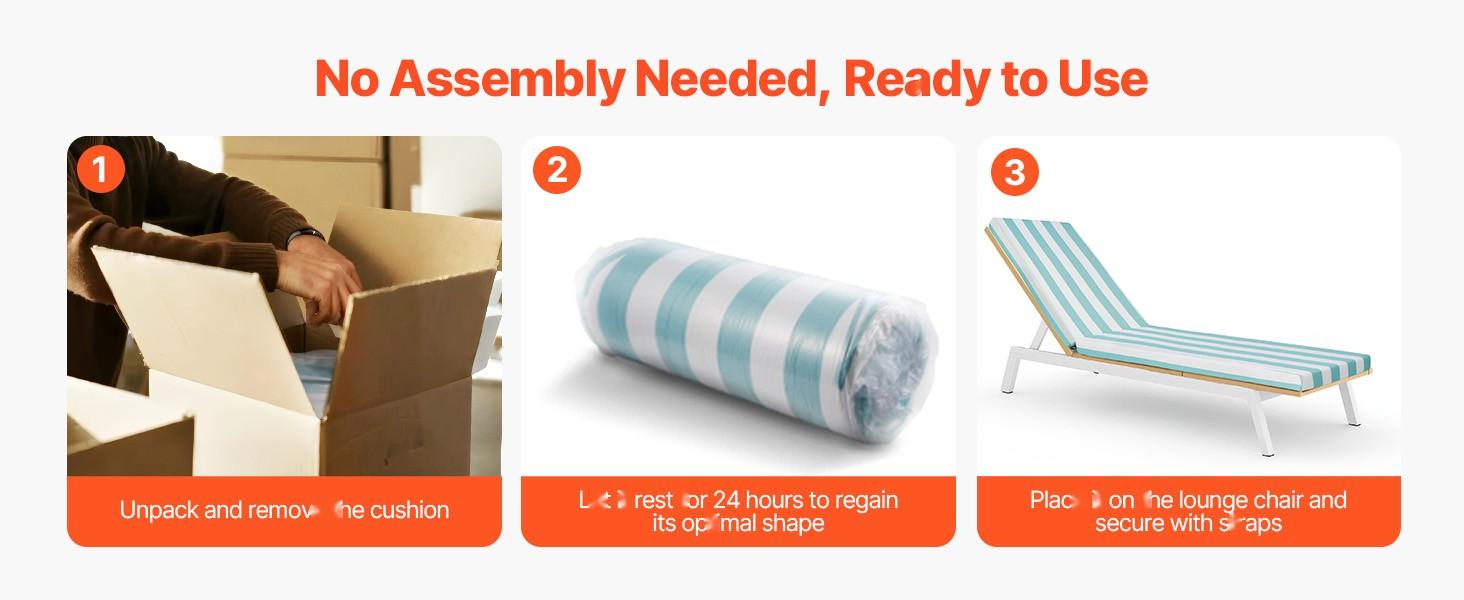 Set Of 2 Outdoor Chaise Lounge Chair Cushions 80 X 26 Inches Waterproof Thick High-Density Padding For Patio, Deck, Garden, And Poolside Seating, UV Guard Fabric, Fade Resistant, Quick Dry, Easy-Care Cushions