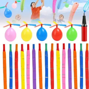 100 Pack Rocket & Helicopter Balloons Kit with Pump – Flying Whistle Balloons & Spinning Balloons Outdoor Toy for Kids
