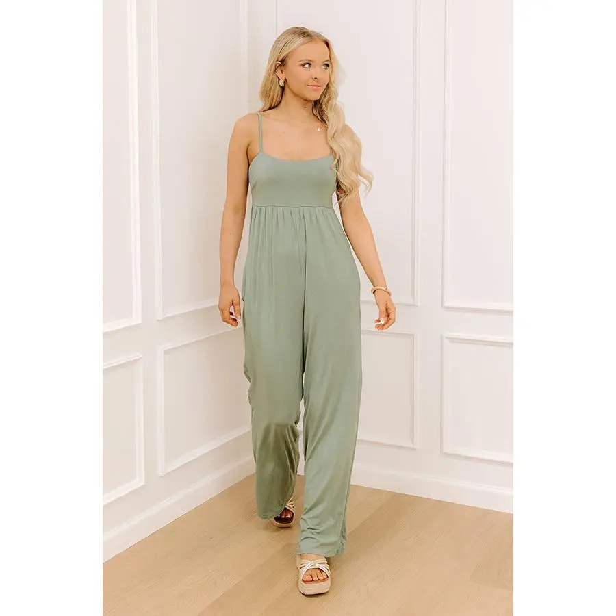 Block Party Ready Wide Leg Jumpsuit in Sage