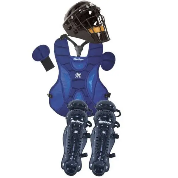 MacGregor Adult (Ages 15+) Pro-Style Catcher's Gear Set, Great Value Complete Pack with Varsity Look for Softball/Baseball, Full Protection with Helmet, Chest Protector, Leg Guards, and Throat Guard, For Ages 15+, Adults