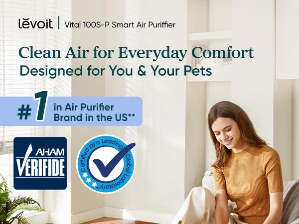 LEVOIT Vital 100S Pet Air Purifier for Home Large Room Bedroom Up to 1110 Ft² with Light Sensors, Smart WiFi, HEPA, Sleep Mode for Pets, Allergies, Dust, Odor,valentinesdaygift