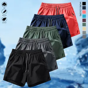 Men’s quick-dry outdoor sports shorts, 5-pack, featuring zippered pockets, a drawstring, an elastic waistband, regular fit suitable for fitness, workouts, and casual wear