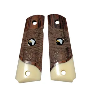 1911 Full Size Carved Rosewood Panels w/Acrylic Ivory Accent with Screaming Eagle Medallion