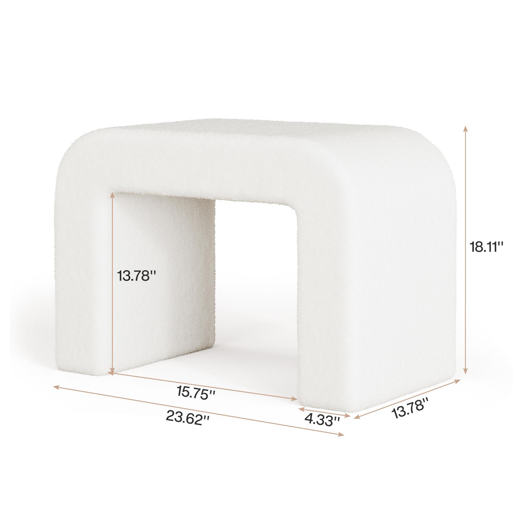 LITTLE TREE Modern Vanity Stool, Upholstered Ottoman, Arched Footstool, Sofa Footrest, Extra Seat for Living Room, Dressing Chair, Shoe Stool for Entryway, Bedroom, Makeup Room, Fully Assembled