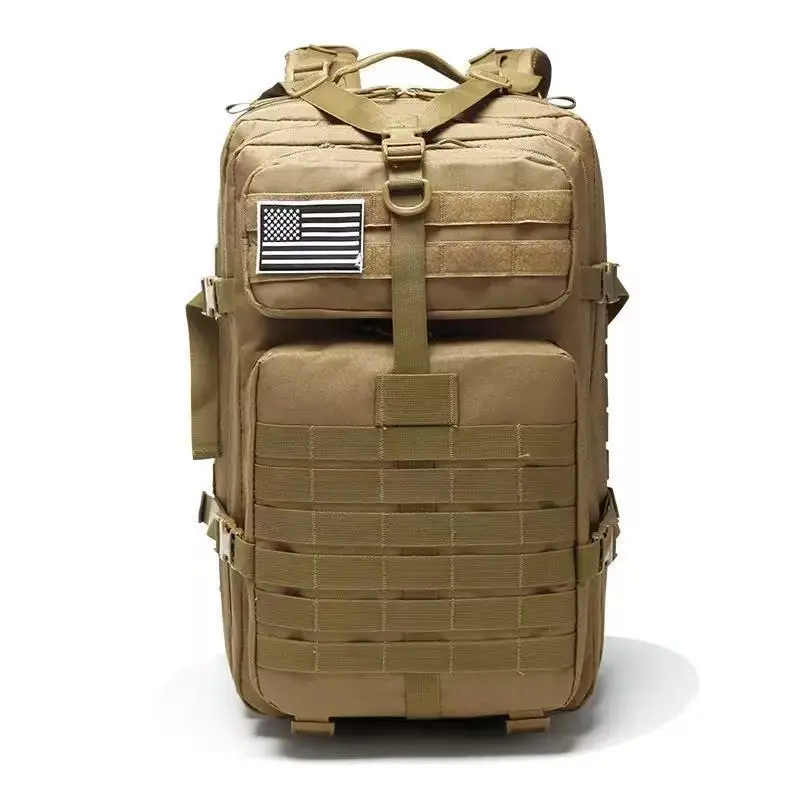 Tactical Outdoor Backpack, Large-Capacity 900D Oxford Camo Rucksack, Waterproof Hiking Backpack with MOLLE System for Camping and Hunting, Military Camo, Oxford Fabric, Secure
