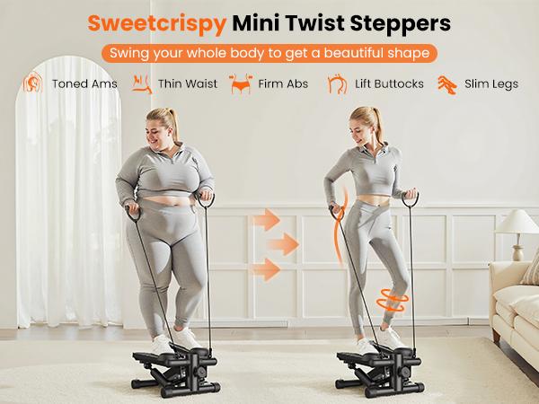 Steppers for Exercise at Home Workout Equipment, Twist Mini Stepper with Resistance Bands, Cardio Weight Loss Equipment Home Fitness