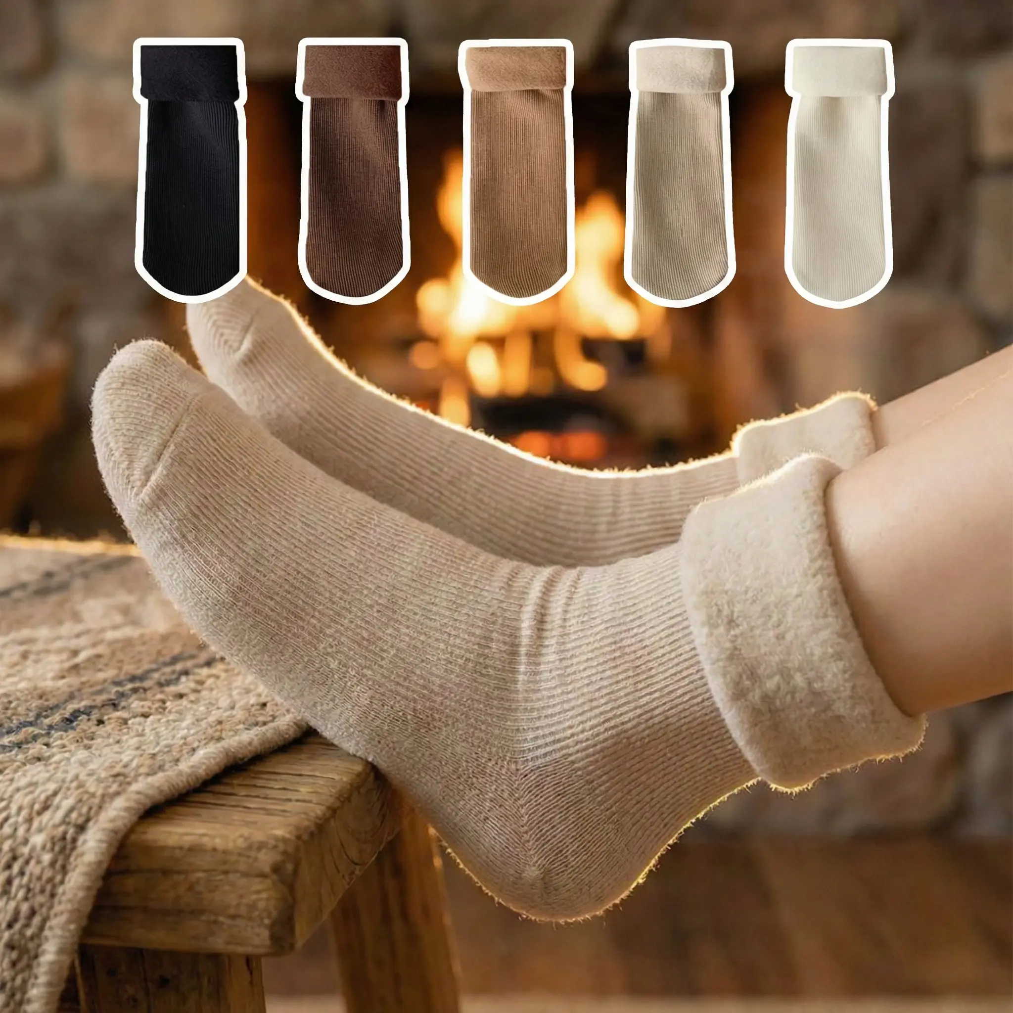 10PCS Thermal Fleece Socks Clearance Thick Floor Socks Bulk Gift Spring Camping