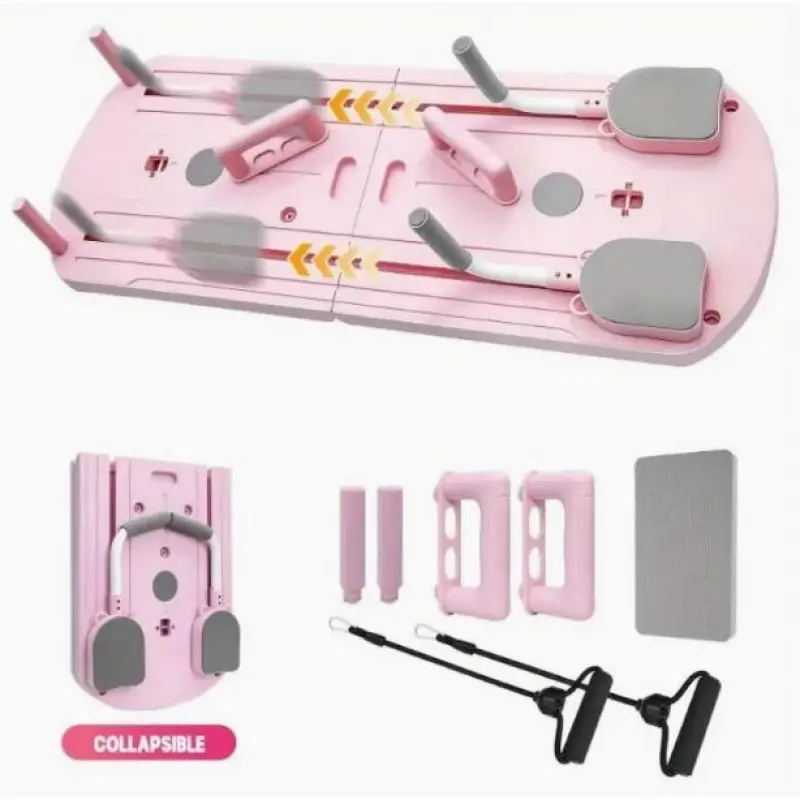 Pilates Board at home - 2026 Pilates Reformer Set,(Pink) Multi-Purpose Foldable Pilates Reformer Board for Home Pad，8 in 1 Pilates Sliding Board， pilates at home workouts Core Exercise Machine Ab foam roller foam roller ab roller wheel glutes trainer