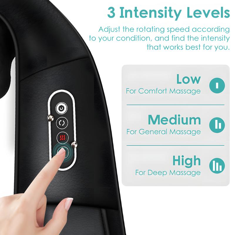 Laymas Shiatsu Neck  Shoulder and Back Massager Neck Massage Pillow for Neck, Back, Shoulder, Foot, Leg Massage, Relieve Muscle Pain, Black,Perfect Present Faux Leather Lightweight Thanksgiving gift, Christmas Gift TikTokShopBlackFriday