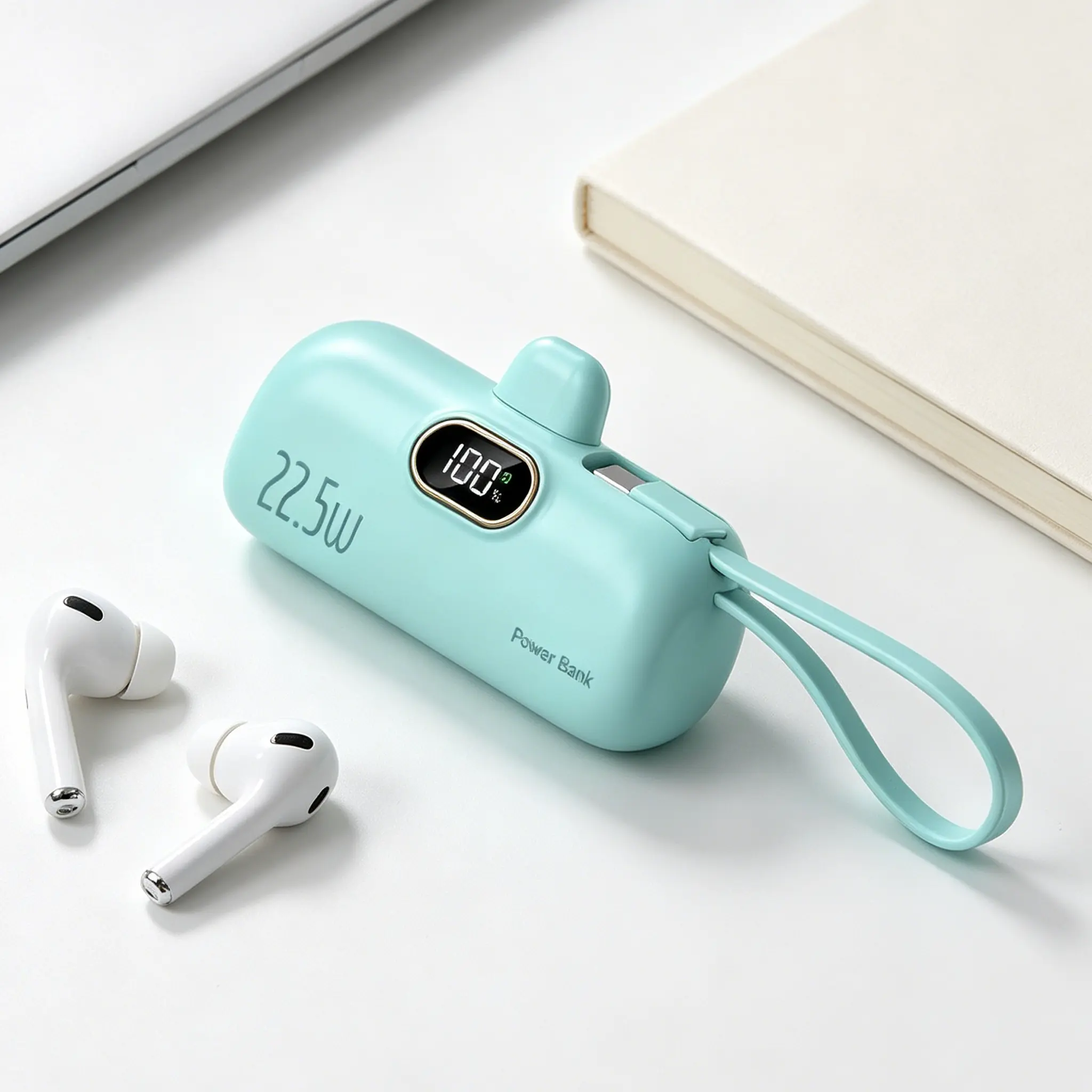 5000mAh Mini Portable Charger with 22.5W Output, 2 USB Ports (Type-C & USB-A), Digital Power Display for Accurate Monitoring, Compact Lightweight Design for Easy Portability (Gift)