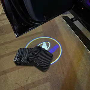 2pcs Wireless Carbon Fiber Pattern LED Door Light Projector for Hyundai Ultra Bright 30x HD Infrared Sensor Projection Stylish Car Welcome Light