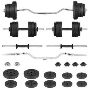 25/45/66LB  2-in-1 Adjustable Dumbbell Set (with Curl bar), Weightlifting Dumbbell Set can be Used as a Barbell to Achieve Full-Body Training, Suitable For Home Gym Training