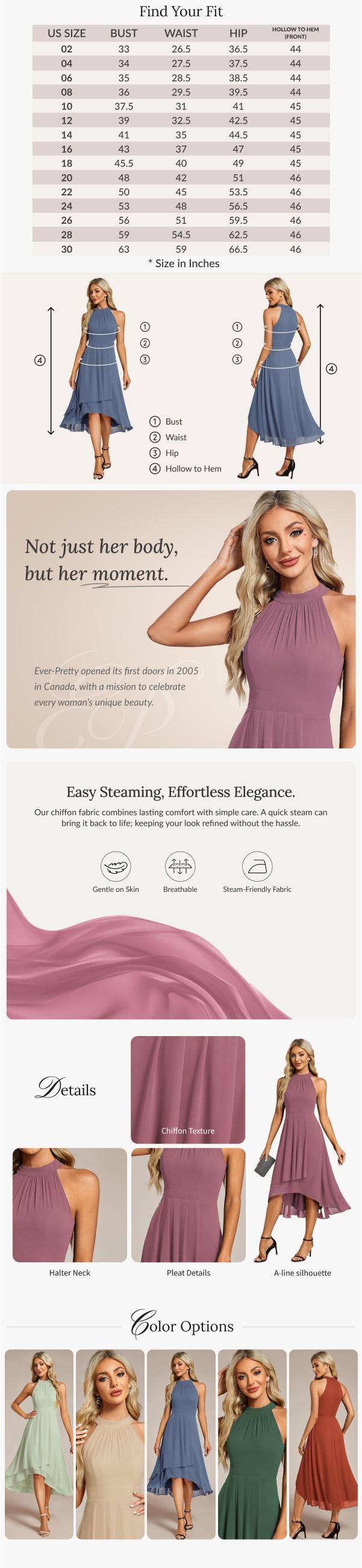 Ever-Pretty 2026  dress Midi Halter Neck Chiffon Wedding Guest Dress with Sleeveless and A-Line Elegance 31926  dress Spring  Evening dress,