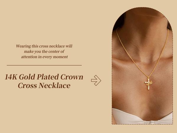 Tewiky Easter Gifts Upgraded Crown Cross Necklace for Women, Crown Cross Pendant Necklace, Non-Tarnish Faith Jewelry for Women, Christian Religious Gifts for Her Back To School Tewiky Easter Gifts Upgraded Crown Cross Necklace for Women, Crown Cross Pendant Necklace, Non-Tarnish Faith Jewelry for Women, Christian Religious Gifts for Her Back To School