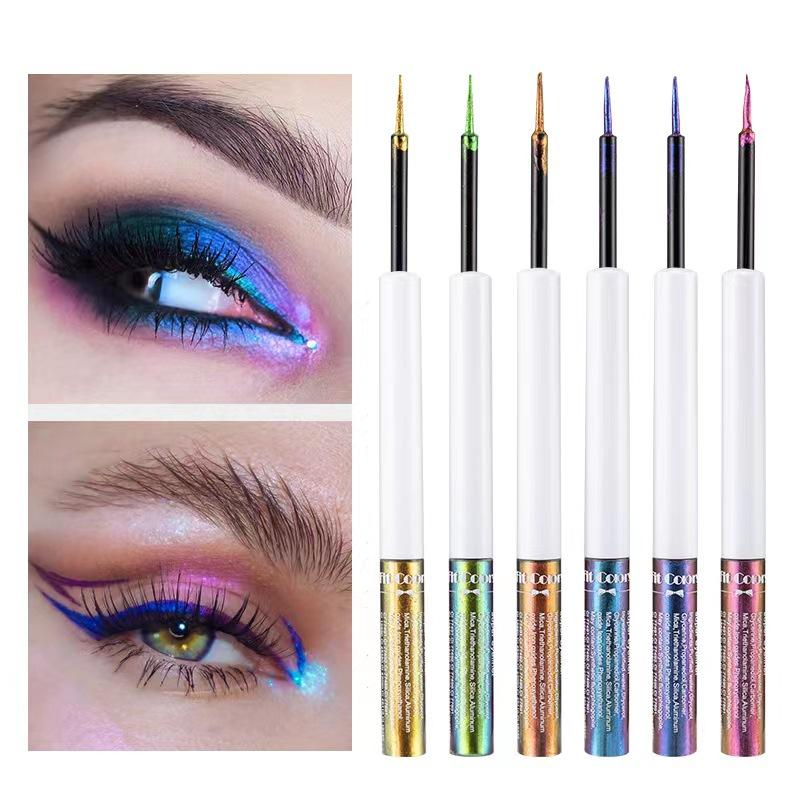 Fit Colors Chameleon Eyeliner Set 6 Color-Changing Liquid Liners Long-Lasting Waterproof Formula with Flexible Tip for Metallic Shimmer Makeup