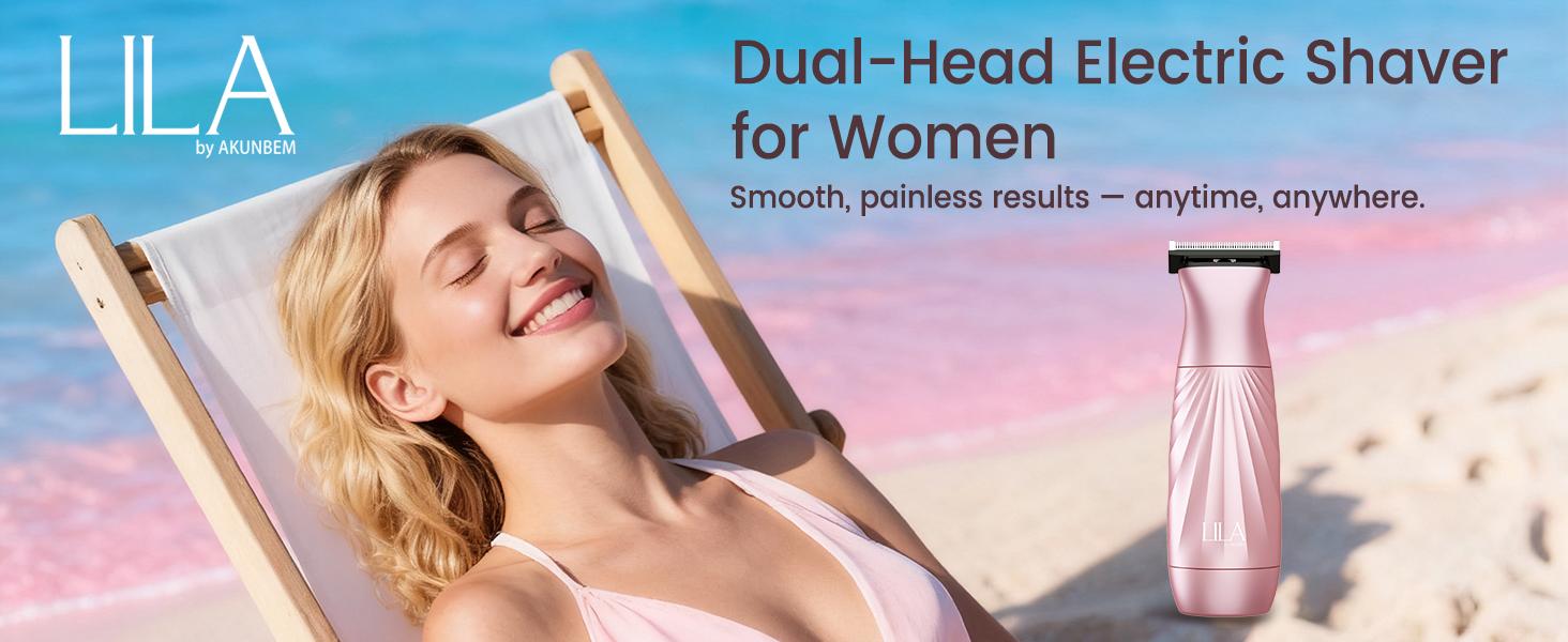 AKUNBEM Bikini Trimmer for Women, Rechargeable Dual Head Electric Razor, 2-in-1 Painless Shaver for Face, Bikini, Arms & Legs, Waterproof Grooming Kit AKUNBEM Bikini Trimmer for Women, Rechargeable Dual Head Electric Razor, 2-in-1 Painless Shaver for Face, Bikini, Arms & Legs, Waterproof Grooming Kit