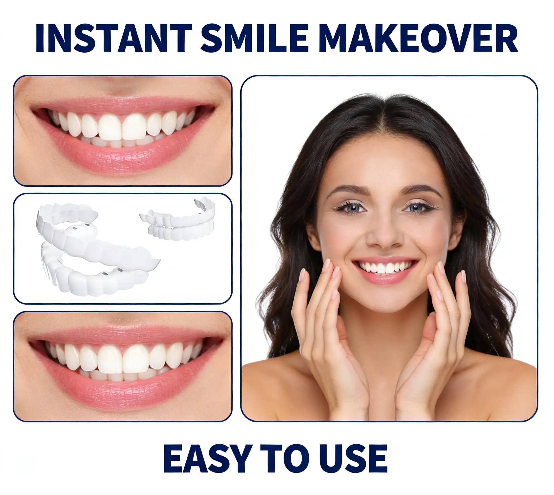 Moldable, instant-fit porcelain veneers, a complete teeth whitening kit. Dental Clinic.