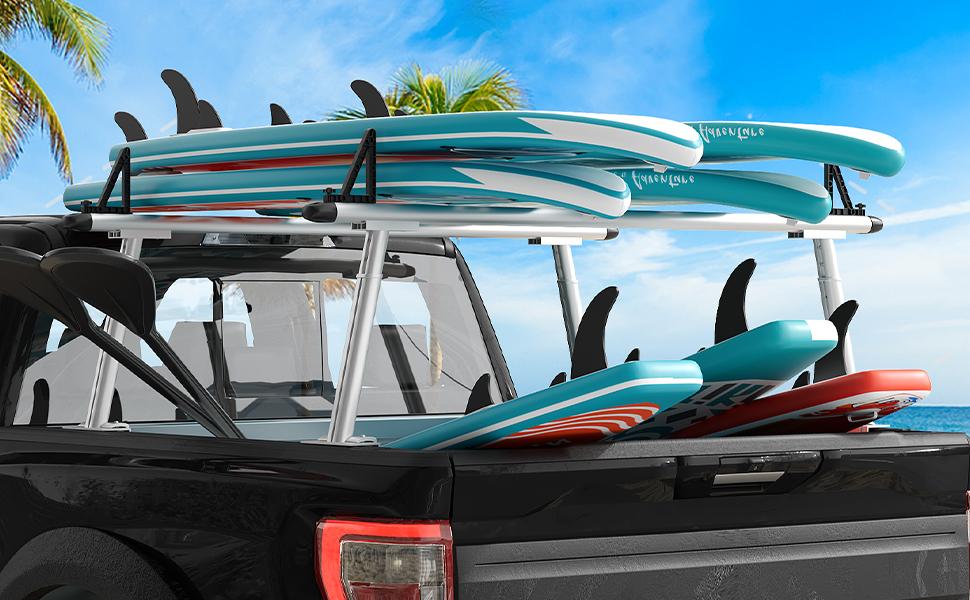 【GARVEE】71" Aluminum Ladder Truck Rack with 800lbs Capacity, Includes 8 Non-Drilling C-Clamps, Heavy Duty Two-Bar Set for Secure Truck Bed Use