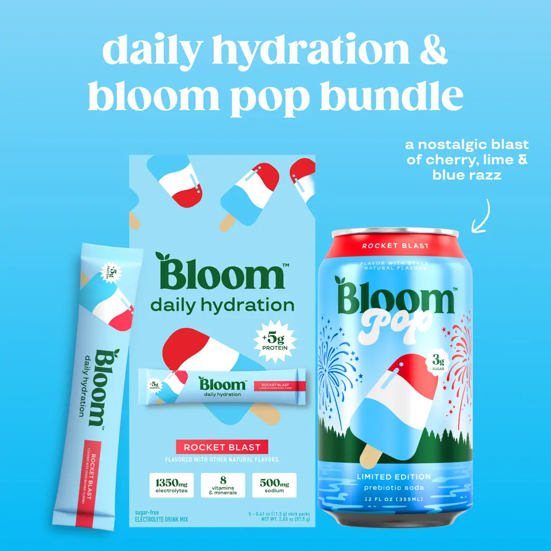 Rocket Blast Bundle - Pop Rocket Blast Prebiotic Soda (12 Pack) + Daily Hydration Sticks Rocket Blast (5 Sticks) - 1350mg Electrolytes, 5g Protein, Gut Health, Sugar-Free, No Caffeine, Hydration & Recovery
