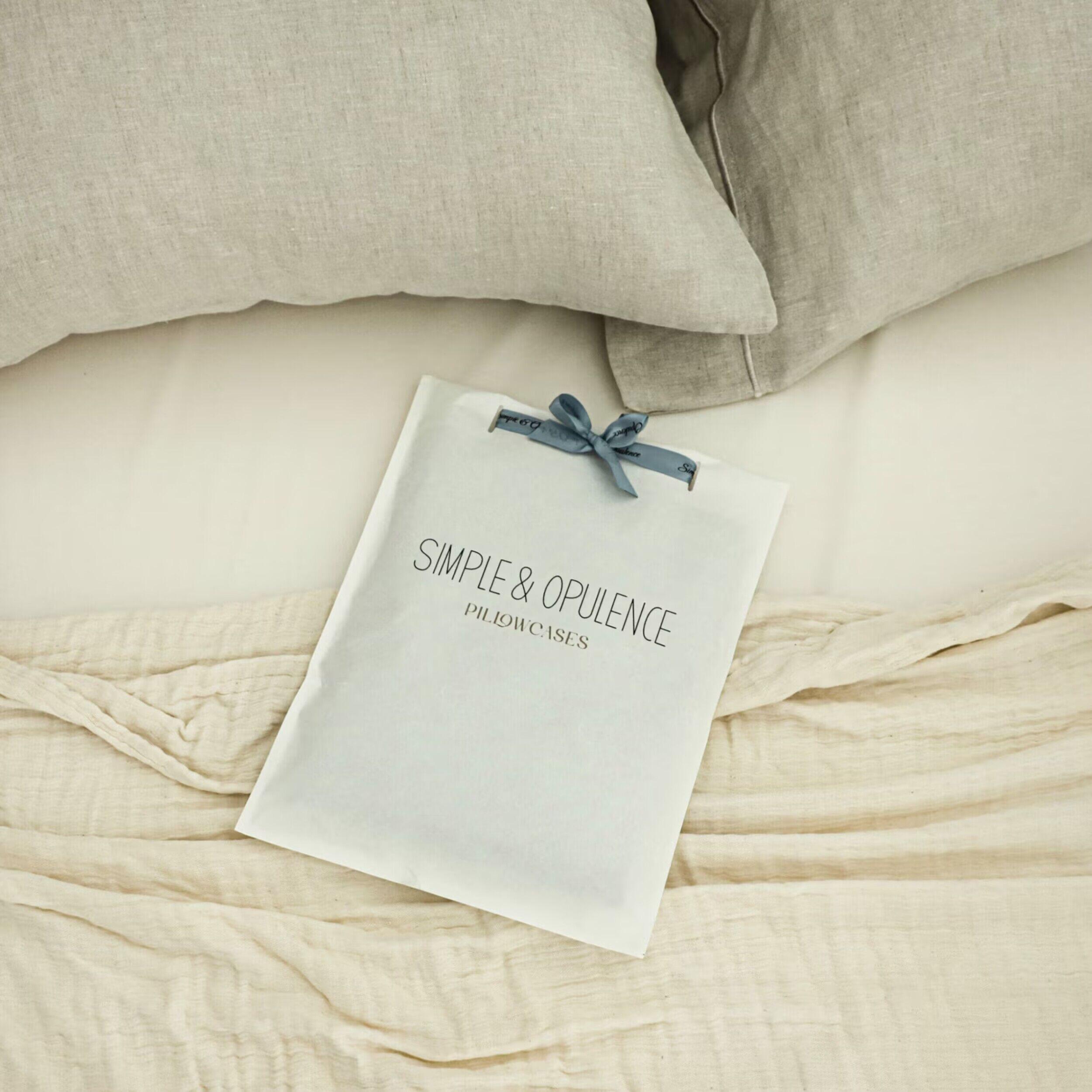Simple&Opulence 100% French Linen Pillowcase-Set of 2- Washed Solid Color Pillow Cases Embroidered -Soft and Durable, gift