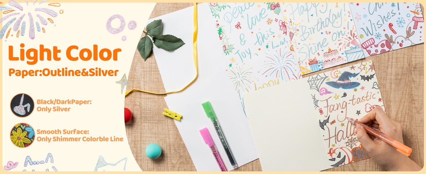 Ohuhu Stocking Stuffers for Teen Girl: 18 Outline Markers - Shimmer Glitter Metallic Double Line Drawing Pens for Adults Beginners Fun Crafts Art Supplies Gifts for Greeting Cards Glass Rock Plastic Ohuhu Stocking Stuffers for Teen Girl: 18 Outline Markers - Shimmer Glitter Metallic Double Line Drawing Pens for Adults Beginners Fun Crafts Art Supplies Gifts for Greeting Cards Glass Rock Plastic