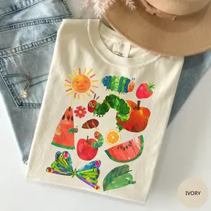Comfort Colors Hungry Caterpillar Back To School Vintage T-shirt Hungry Caterpillar Teacher Teacher Life Tee Childrens Book Gift For Teacher Cotton Fabric, Gift For Her