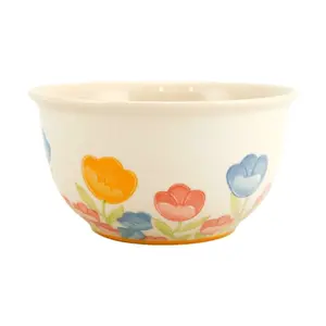 Golden Lion Japanese Yellow Glazed Tulip Bowl - 4.75" Ceramic Rice Bowl for Ramen, Soup, Dessert - Dishwasher Safe, Microwave Safe