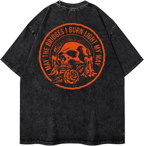 MAY THE BRIDGES I BURN LIGHT MY WAY Skull Print Men's T-Shirt