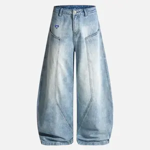 Aelfric Eden Seam Panel Barrel Jeans Y2K Retro Oversized Fit Structured Seam Detail Unisex Streetwear