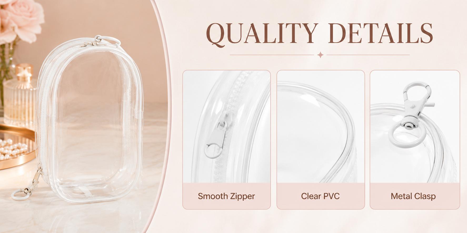 Transparent Toiletry Bag for Travel Use, Waterproof Metal Zipper, Easy Inspection, Universal Makeup Organizer (Beauty & Personal Care Tool)
