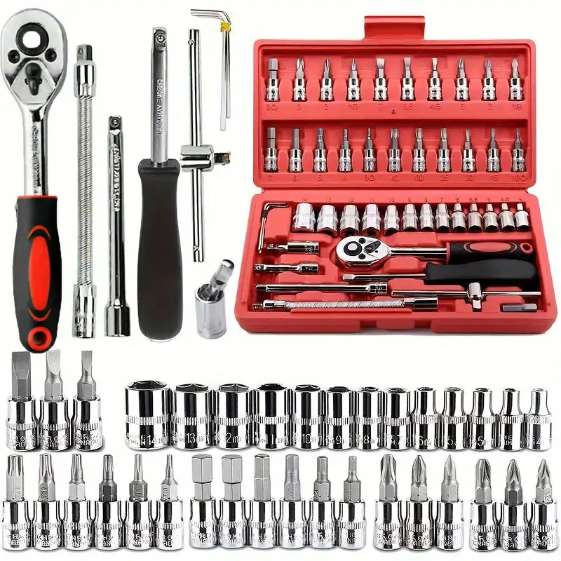 46Pcs 1/4" Ratchet Wrench Combination Package Socket Tool Set Auto Car Repairing 46Pcs 1/4" Ratchet Wrench Combination Package Socket Tool Set Auto Car Repairing