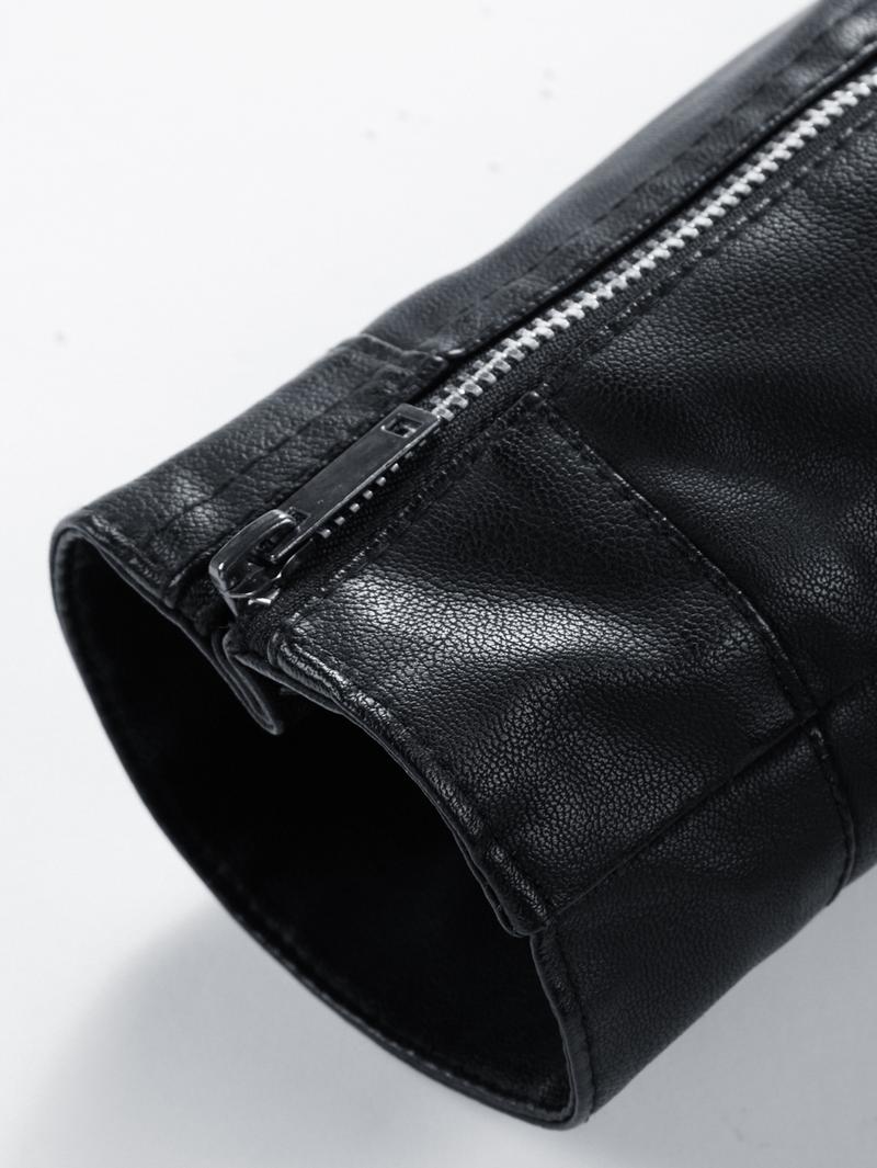 New Autumn And Winter Men's Leather Jacket With Fleece Lining Warm Casual Turn-Down Collar Leather Coat For Men