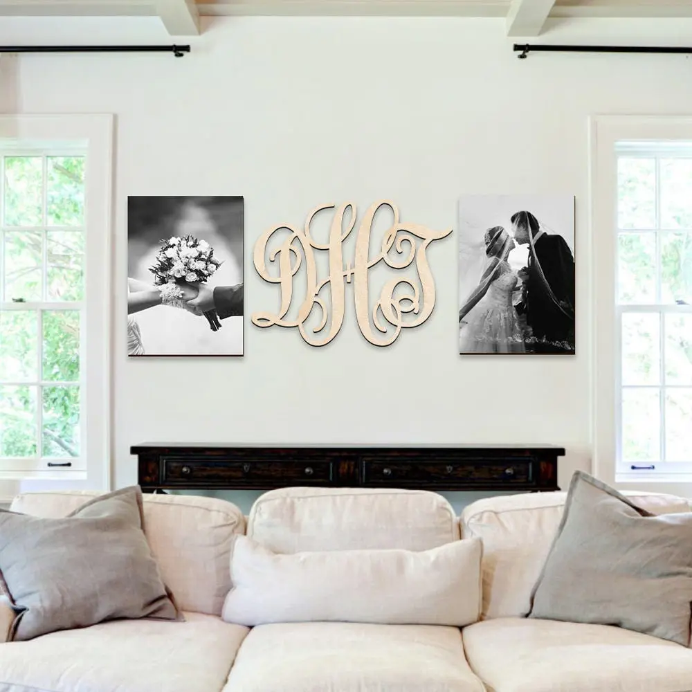 Wooden Personalized Monogram Family Sign up to 36" Personalized Monogram Wall Letters Unpainted - Personalized Monogram Wall Hanging - Wedding Decor - Nursery decor - Backdrop