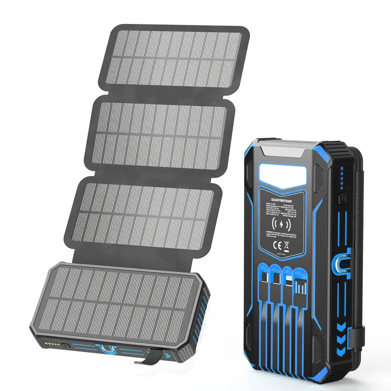 Solar Power Bank Solar Charger 48000mAh 3A Fast Charging Phone Charger External Battery Pack 3 Outputs Solar Portable Charger for Cellphone Tablet