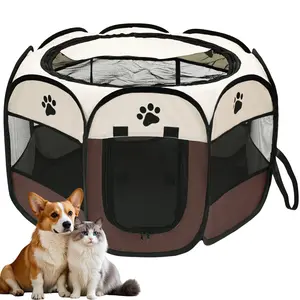 Foldable Pet Playpen for Dogs & Cats - Durable Oxford Cloth with Removable Zipper, Portable Octagonal Design for Indoor/Outdoor