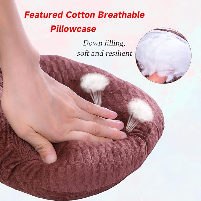 Ear Piercing Pillow for Side Sleepers with an Ear Hole for CNH and Ear Pain Ear Inflammation Pressure Sores, Cotton and Polyester O-Shaped Side Sleeping Pillow, Ear Guard Pillow