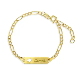 14k Heart Cutout Tag ID Baby Bracelet 4.5" to 5.5"
