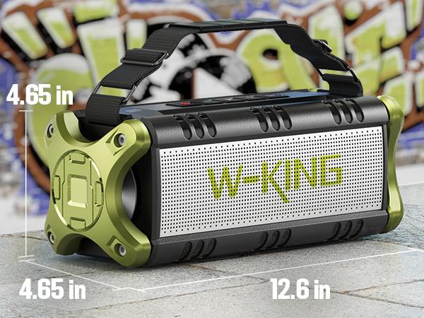 W-KING D8 Bluetooth Speaker 90W Peak Power 50W Deep Bass 2 Subwoofers IPX6 Waterproof EQ TF AUX NFC for Pool Party Travel Smart Audio Speaker Green