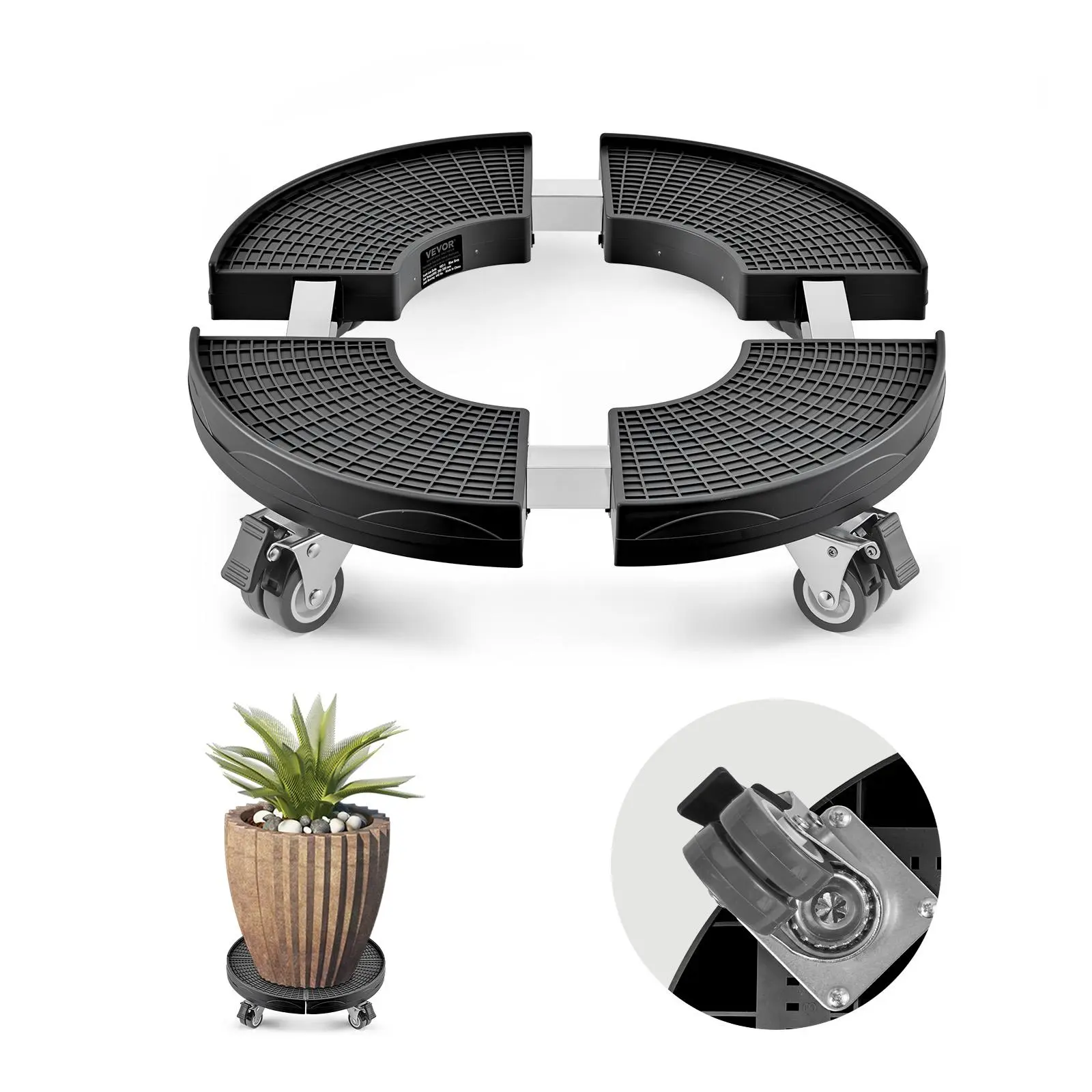 【SummerFinds】VEVOR Trash Can Dolly with 4 Lockable Wheels,  , 440lbs Weight Capacity, Round Trash Can Roller Base, 15-22.8 in Adjustable, Heavy Duty Drum Dolly Plant Caddy, Multi-Functional Rolling Dolly Cart, Black