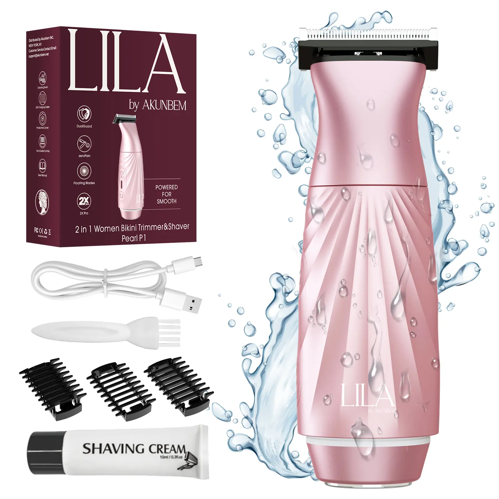 Akunbem Bikini Trimmer for Women – 2-in-1 Dual-Head Electric Shaver, Painless & Waterproof, Perfect for Face, Bikini, Arms & Legs tiktokshopbacktoschool