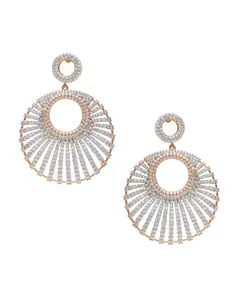 Victoria Rose Gold CZ Statement Earrings | Modern Indian Jewelry By Jaipur Rose