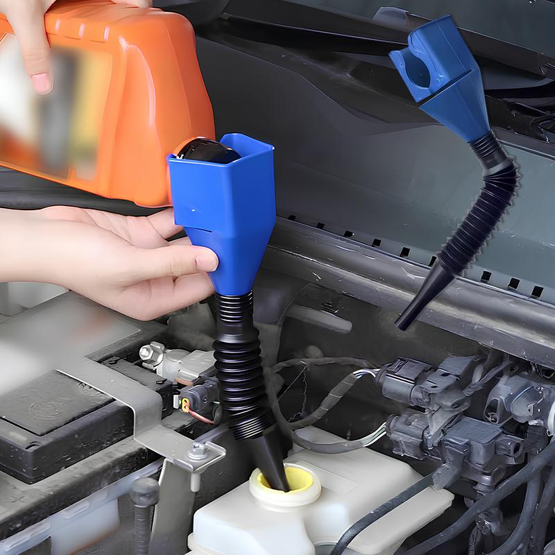 Oil Funnel for Automotive Use, Universal Flexible Fuel Funnel with Retractable Hose for Gas Transfer, Reusable Wide Mouth Gasoline Funnel for Cars, Trucks, Boats & Motorcycles, Easy to Clean